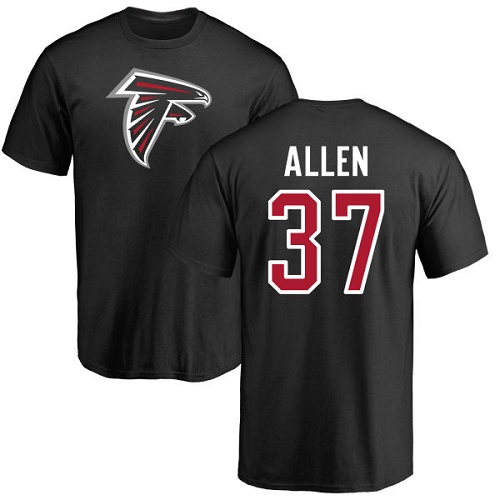 Atlanta Falcons Men Black Ricardo Allen Name And Number Logo NFL Football #37 T Shirt